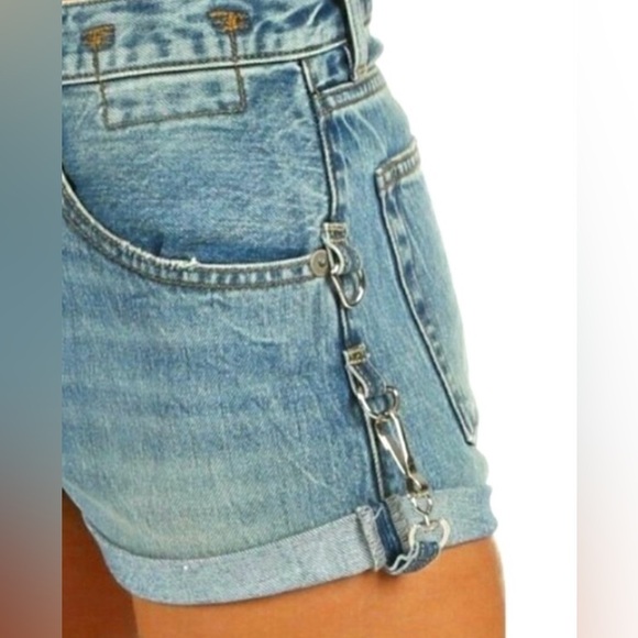 R13 $345 Hook Adjustable Cut Off Cuffed Jasper Blue Denim Jean Shorts SZ 27 - Picture 2 of 16